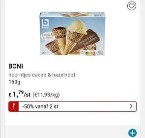 Collect&go en colruyt boni hoorntjes 150g -50...