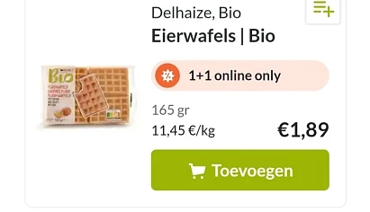 Delhaize 1+1 delhaize bio eierwafels, delhaiz...