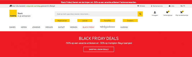 Black friday bij Torfs: 30% korting op een s...