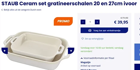 Staub gratineerschalen 2 stuks voor 39,95 ipv...