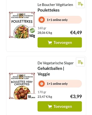 Delhaize enkel online 1+1 de vegetarische sla...