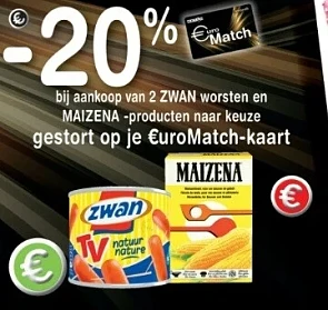 Smatch -20% bij aankoop van 2 zwan worsten en...
