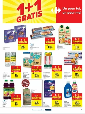 Carrefour veel 1+1 o.a. coral en robijn, tena...