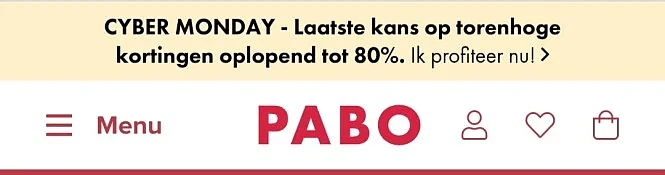 pabo.be cyber monday kortingen tot 80%
