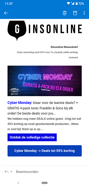 Cyber monday Bij ginsonline: GRATIS 4-pack to...