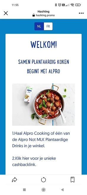 Cashback Alpro cooking of notbmilk Via deze...