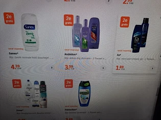 Ah 2e gratis va´af 6/12 sanex, andrélon, fa,...