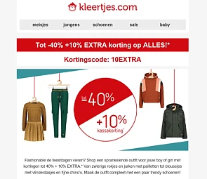 Solden tot -40% en met de code 10% EXTRA kort...