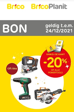 Brico adventdeal - 20% op alle powertools gel...