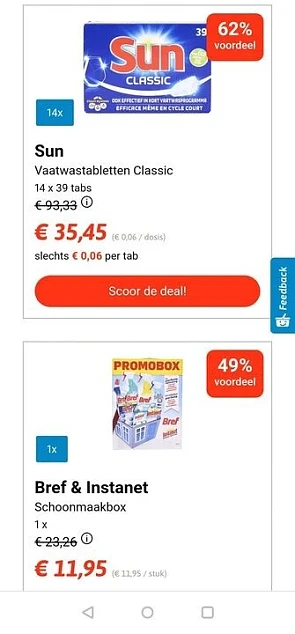 Sun Classic vaatwastabletten koopje? Maar € 0...