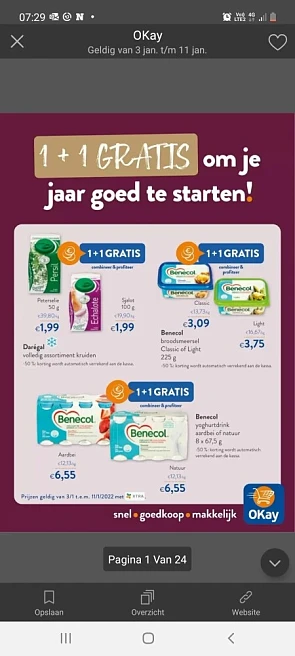 Okay van 3/1-11/1 1+1 op oa kippenblokjes, be...