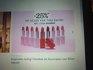 -25% op alles van het merk Too Faced