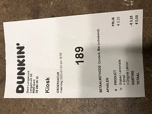 Gratis drankje bij Dunkin Donuts door punten...