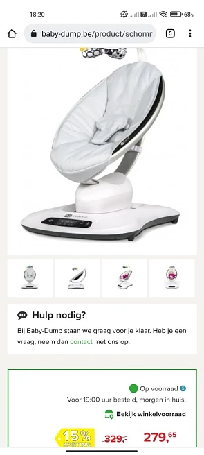 4 Moms Mamaroo, standaardprijs €329, promo €2...