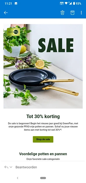 Solden bij the green pan: tot -30% korting op...