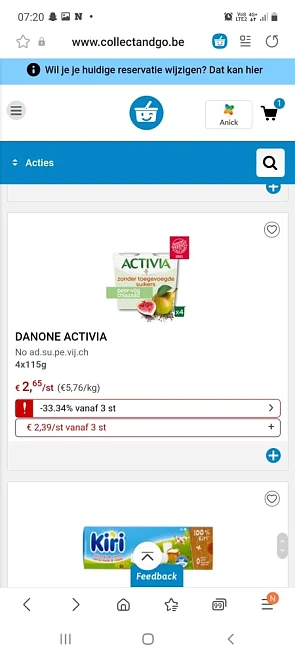 Collect and go en colruyt-33,34% danone activ...