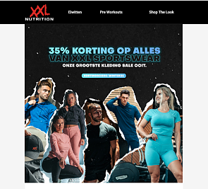 35% korting op alles van XXL Sportswear.