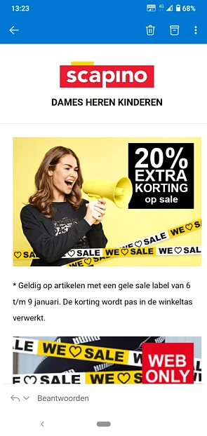 Bij Scapino is er 20% extra korting op artike...