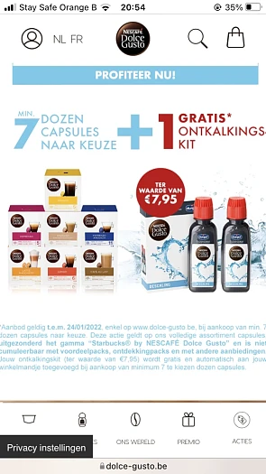 Bij Dolce-gusto.be momenteel bij aankoop van...