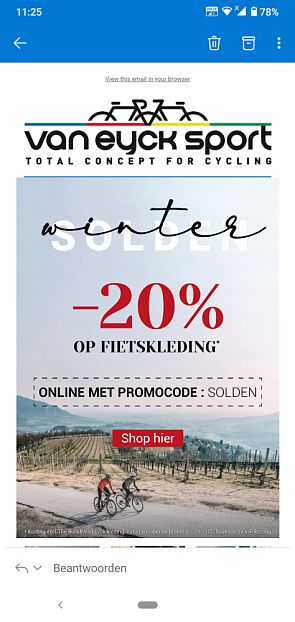 20% korting op fietskleding