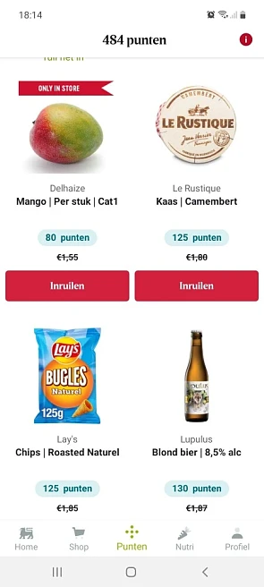 Bij delhaize kan je met je delhaize plus kaar...