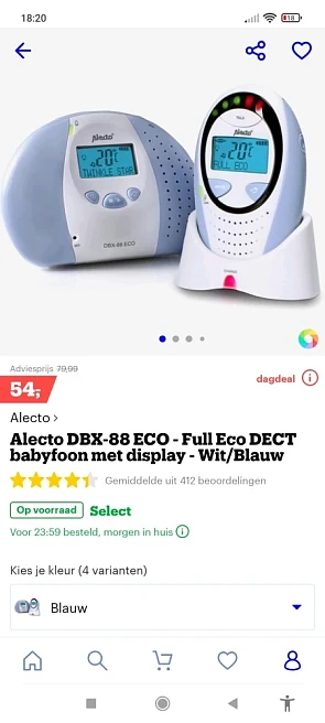 Vandaag 30% korting bij bol.com op babyfoons....