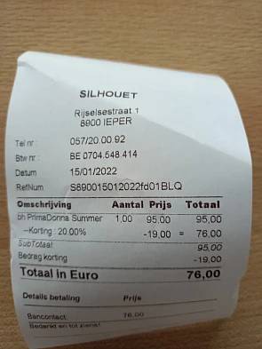 20% gekregen op een prima Donna bh in silhoue...