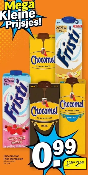 Albert Heijn chocomel en fristi literpakken a...