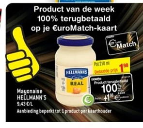 Match 100% terugbetaald op je euromatch-kaart...
