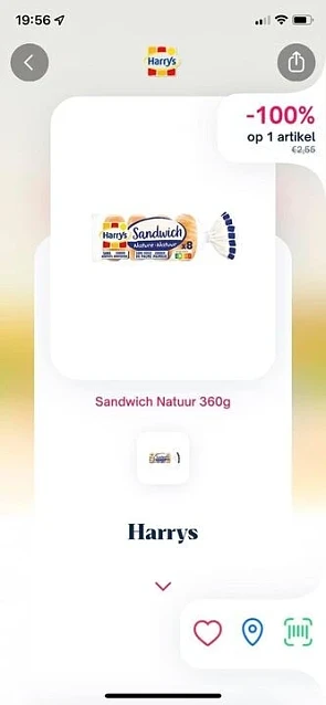 In de Shopmium app Harry’s sandwich natuur v...