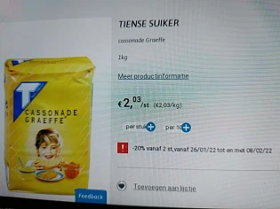Collect&go tiense suiker -20% vanaf 2 stuks,...