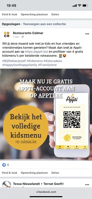 Met de Appti-app van Colmar. Momenteel 4 kind...