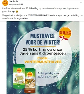 25 % korting op jagersaus en groentesoep www....