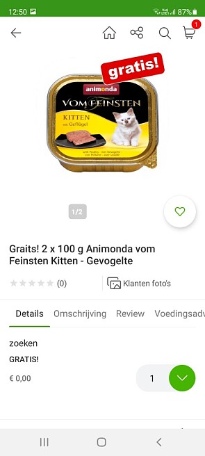 Bij zooplus.nl gratis 2x100 gr Animonda gevog...