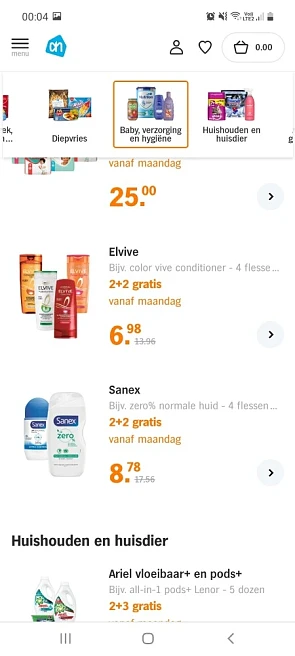 Ah vanaf maandag 2+2 elvive, sanex,