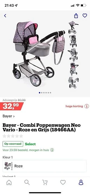 Mooie korting op poppenwagens van bayer! Ik h...