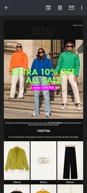 Nog eens 10% extra op alle sale items bij My...