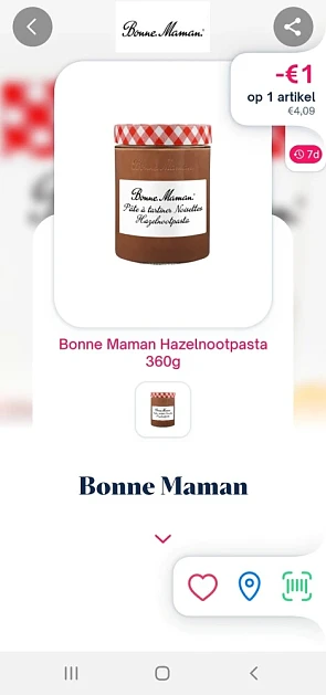 Shopmium €1 terugbetaald bonne maman hazelnoo...