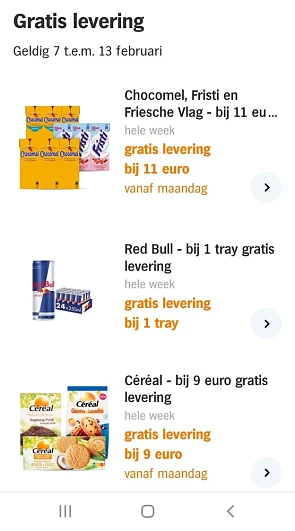 Albert Heijn gratis levering geldig van 7 tem...