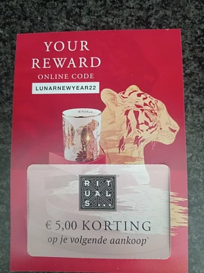 Rituals 5 euro korting bij aankoop van 30 eur...
