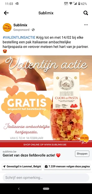 VALENTIJNSACTIE Bij sublimix. Krijg tem 14/02...