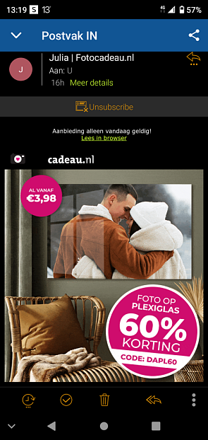 Bij fotocafeau.nl mooie korting van 60% op fo...