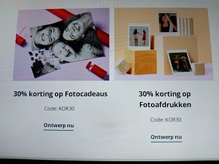 Photobox.be 30% korting op fotocadeaus, 30% k...