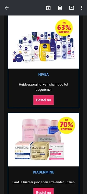 Hoge korting op producten van Nivea & Diaderm...