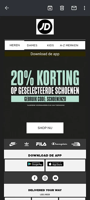 20% korting op geselecteerde schoenen Via h...