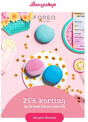 Bij Boozyshop is er 25% korting op de hele Fo...