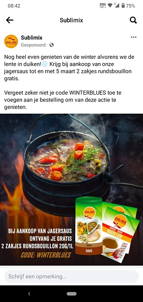 Krijg bij aankoop van jagersaus 2 zakjes rund...