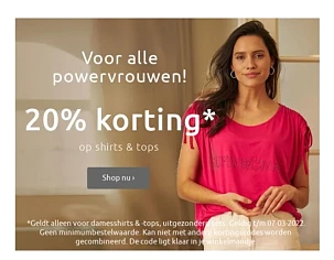 Bonprix 20% korting op shirts en tops. Geldt...