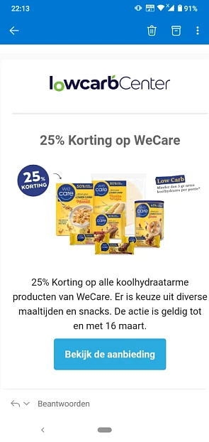 Bij lowcarbcenter is er 25% Korting op alle k...