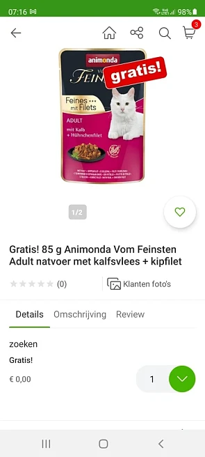 Bij zooplus.nl krijg je gratis 85 g Animonda...